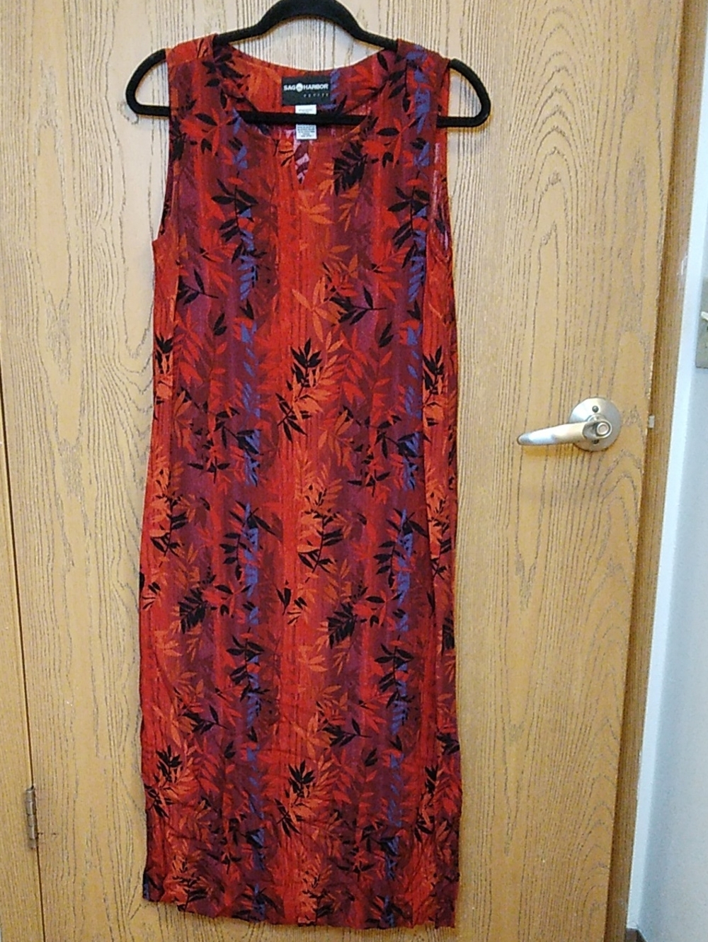 Vintage Sag Harbor Orange Blue Sleeveless Floral Maxi Dress